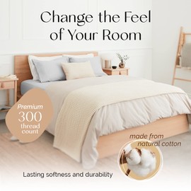 Five Looms Classic Percale Fitted Sheet and 2 Pillowcases, 100% Cotton with Deep Pocket 15”, Easy Care Luxury Hotel Quality Soft Cooling Sheets Set, 3 PC Set Without Flat/Top Sheet, Full, Gray