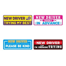 4PCS Student Driver Sticker Magnet for Car,Removable Student Driver Magnet with Reflective Design for Night Visibility,Strong Magnetic New Drivers Magnets for Car Accessories