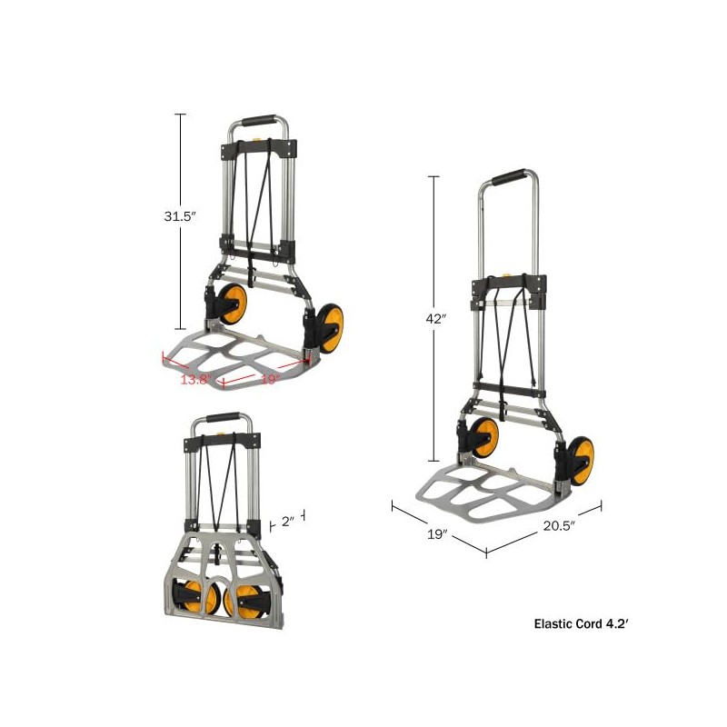 Dolly Cart with Collapsible Handle - Folding Hand Truck with