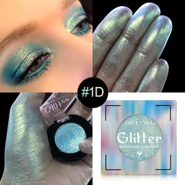 Glittering Shimmer Blue Green Eyeshadow, Metallic Chameleon Duochrome Eye Makeup Palette, Highly Pigmented Waterproof Eyeshadow, Multichrome Eyeshadow 1D