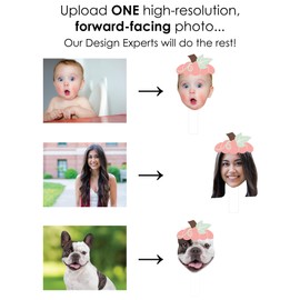 Big Dot of Happiness Custom Photo Girl Little Pumpkin - Fall Birthday Party Head Cut Out Photo Booth and Fan Props - Fun Face Cutout Paddles - Set of 6