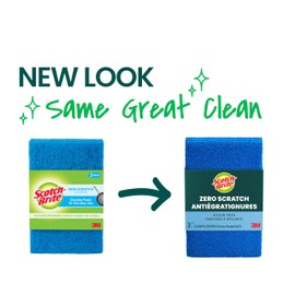 Scotch-Brite® Zero Scratch Scour Pad, 3 Scrubbing Pads, Non-Scratch Scouring Pads for Kitchen and Dish Cleaning