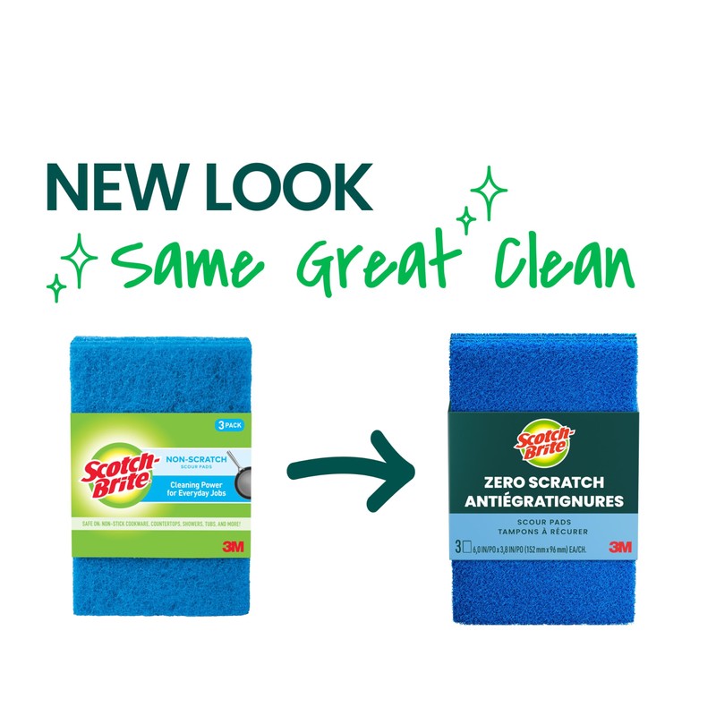 Scotch-Brite® Zero Scratch Scour Pad, 3 Scrubbing Pads, Non-Scratch Scouring