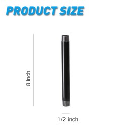 1/2"x8" Industrial Pipe, Home TZH 10 Pack Iron Pipe, Heavy Duty Pre-Cut Steel Pipe, Threaded Metal Pipe Nipple for Industrial Vintage Style DIY Project/Furniture/Shelving Decoration (1/2"x8", Grey)