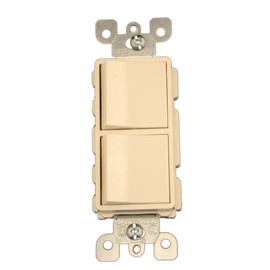 Leviton 5643-T 15 Amp, 120/277 Volt, Decora 3-Way / 3-Way AC Combination Switch, Commercial Grade, Grounding, Light Almond
