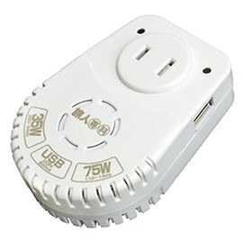 miyoshi co.,ltd 旅人専科 全世界対応薄型変圧器 USBポ-ト付き 110V-130V地域75Wまで 220V-240V地域35Wまで MBT-WDS/WH