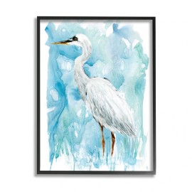 Stupell Whooping Crane Solemn Still Life Blue Marsh Water Framed Wall Art
