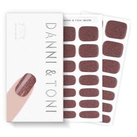 DANNI & TONI Semi Cured Gel Nail Strips Dusty Rose Brown Shimmery Glitter Gel Nail Stickers 28 Stickers | Mocha Sparkle