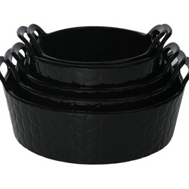QVC Tempt-tations Carved Willow 5-Piece Round Nestable Bake and Serve Set - Color: Black