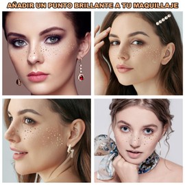 CAVIGLTE 8 Piezas Pecas de Glitter Tatuajes Temporales, Parches para Tatuajes, Parche para Tatuaje，Cara Glitter Parches de Maquillaje para Fiestas, Festivales y Bailes de Disfraces
