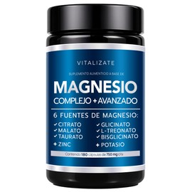 Magnesio Complex 8 Elementos - Potenciado con (Bisglicinato, Citrato, Treonato, Malato y Glicinato de Magnesio y MÁS) - Magnesium Complex con Vitamina