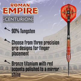 Shot Roman Empire Centurion Steel Tip Dart Set 90% Tungsten Pro Throwing Darts Steel Tip Set Professional – Made in New Zealand – Designed Dart Flights for Women & Men – Metal Tip Bar Darts for Adults