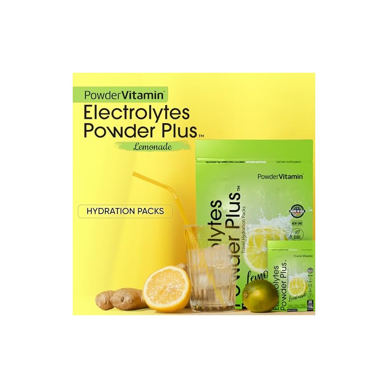 PowderVitamin Electrolytes Powder Plus, cetogénico, limonada, cero azúcar, 1000 mg