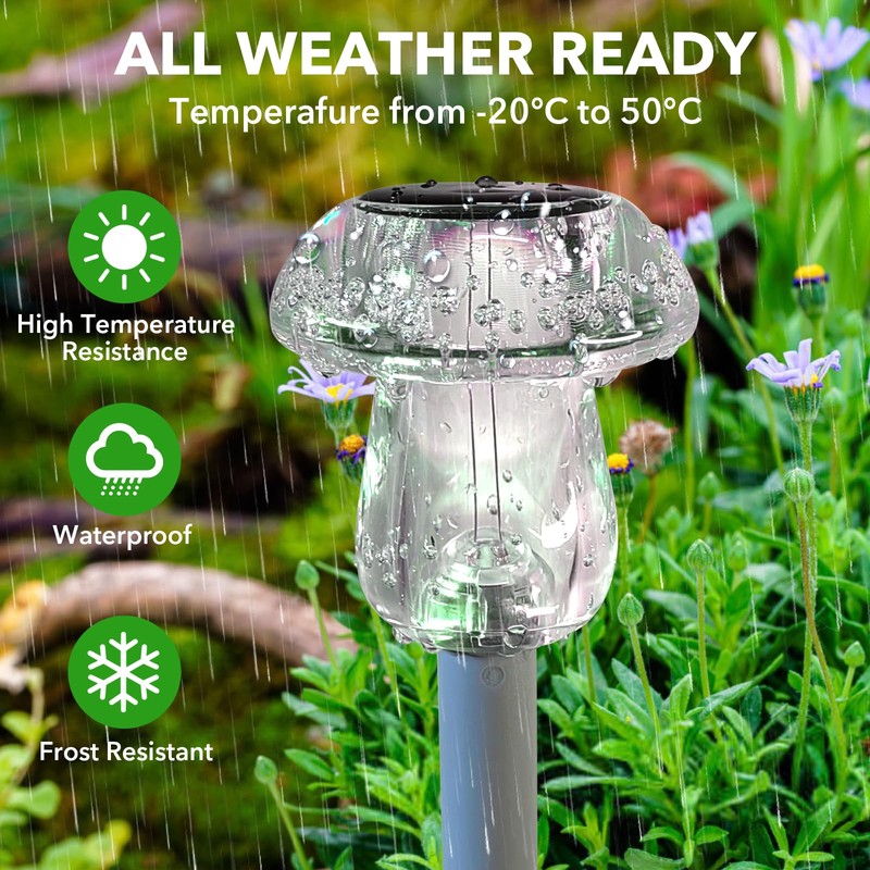 Benany Solar Lights Outdoor, 8 Pack Mushroom Lights Outside Waterproof,