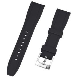 Kai Tian 22mm Classy Curved Lugs Rubber Watch Band Fit Most Watches for Men Women Black Watch Strap Replacement