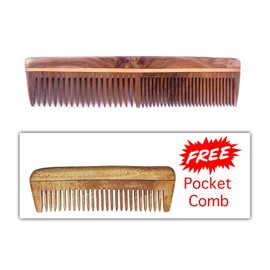 Majik Hair Neem Wood Comb For Control Hair Fall Natural Brown Pack of 1 (Model No 2)