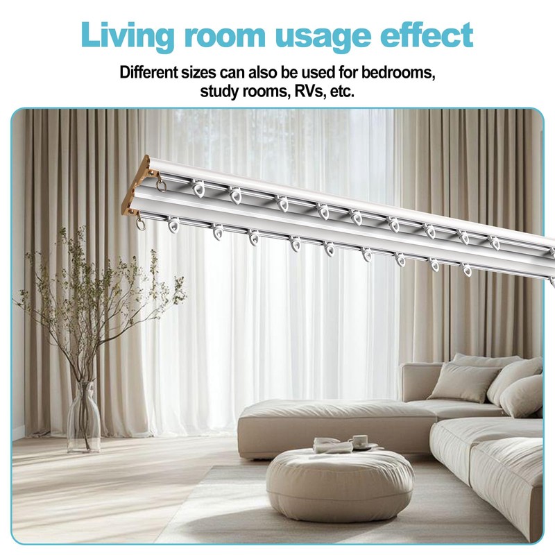 Double Curtain Track Ceiling Mount 10ft,Heavy-Duty Aluminum Curtain Rail, 3.78"
