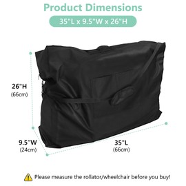 MUTUSHI Rollator Travel Bag 600D Waterproof Wheelchair Carry & Travel Bag for Rollator Walkers & Transport Chairs Folding Walker Accessories Portable Walker Bags 35" L x 9.5" W x 26" H Black