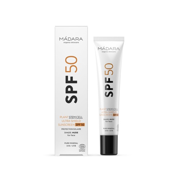 MÁDARA Organic Skincare SPF50 Plant Stem Cell Ultra-Shield Sunscreen - 40 ml, Advanced Sun Protection Emulsion, with Zinc Oxide, Natural UVA/UVB Protection, Vegan