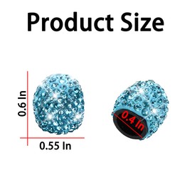 XINLIYA Bling Car Tire Valve Stem Caps, 4PCS Crystal Rhinestone Auto Tire Valves Protective Cover, Dustproof Vehicle Wheel Air Caps, Bling Car Accessories for SUV Truck Motorcycle Bike（Blue）