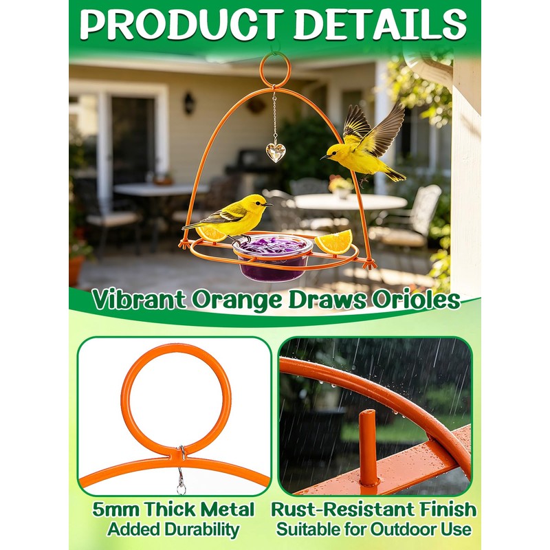 Apipi Extra Large Oriole Feeders for Outdoors with 14.2 oz