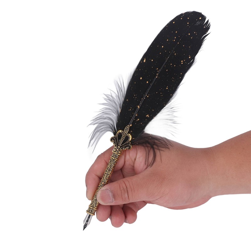 Quill Pen Set Retro Elegant Exquisite Pattern Smoothing Writing Feather