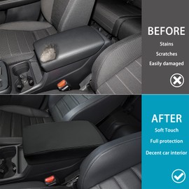 LOCOY Center Console Armrest Cover Fit for Honda CRV Accessories 2023 2024, for CR-V Arm Rest Box Protective Cover, Armrest Lid Leather Cover, Middle Console Pad (Gray Stitches)