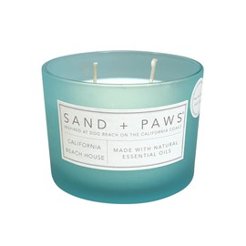 Sand + Paws Scented Candle - California Beach House –Luxurious Air Freshening Jar Candle Neutralize pet Odors and Enhance Home décor – 100% Cotton Lead-Free wicks-12oz