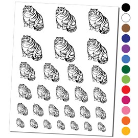Chubby Fat Tiger Temporary Tattoo Water Resistant Fake Body Art Set Collection - Red (One Sheet)