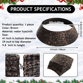 Liliful Christmas Tree Collar Woven Tree Collar Tree Ring Farmhouse Christmas Tree Collar Wicker Rustic Tree Collar Christmas Tree Skirt for Christmas Tree Decorations(42 Inches,Dark Brown)