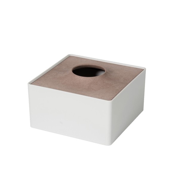 104Lab. (Jushi Lab) Tissue Case, Tissue Box, Tissue Cover, Stylish, Sustainable, Cedar Bark, Pink, Beige (Lid) x Gray (Main Body) Half Square, Made in Japan