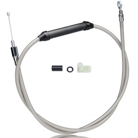 MoKitDora 62-15/16" Twin Cam Clutch Cable Stainless Steel Braided for 2007-2016 Harley Touring Dyna Softail & '18-Later M8 Models 6 Speed Transmission with Mechanical Clutch, Chrome