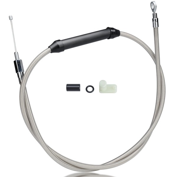 MoKitDora 62-15/16" Twin Cam Clutch Cable Stainless Steel Braided for