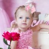 2PCS 2nd Birthday Hair Bows for Girls, 3.5" Glitter Pink