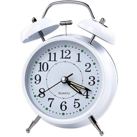 YYDS 置き時計 目覚まし時計 子供 オシャレ アナログ 振動 大音量 ベル 可愛い おしゃれ 絶対起きれる目覚まし 振動 アラームクロック 卓上時計 さわやかな着信音 ツインベル バックライト付き 電池式 連続秒針 簡単設定 静音機能付き 室内インテリアの装飾 ホワイト