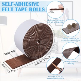 Zonon 4 Rolls 120 Inch Felt Strip with Adhesive Backing Felt Tapes Furniture Strip Rolls Self Stick Heavy Duty Polyester for Protecting Furniture and DIY Adhesive(Dark Brown,2 Inch)