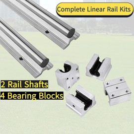 Linear Rail Kits 2Pcs SBR20-2000mm(78.7 inch) Linear Rail with 4Pcs SBR20UU Bearing Linear Guide Slide Blocks for Fully Supported Linear Rail