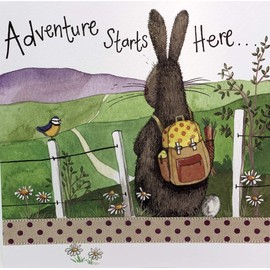 Alex Clark Adventure Starts Here Rabbit Foil Card - Wildlife - Bunny - Countryside - 1st Day Of School - Leaving Card - Greetings Cards - Cards New Beginnings - Designed and Printed in the UK…