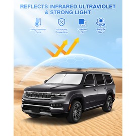 Canvcle Windshield Sun Shade for 2022-2025 2026 Jeep Grand Wagoneer (Not for Jeep Wagoneer) Accessories Sunshade Side Rear Window Shade Cover Sun Visor Privacy Protection Keep Vehicle Cool Black 8PCS