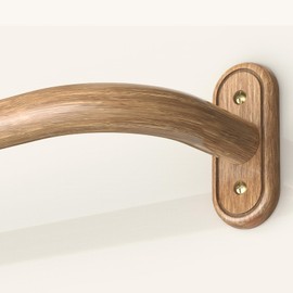 JRZOO Wrap Around Curtain Rods Wood, Blackout Heavy Duty Curtain Pole for Windows 28 to 48 Inch, 1" Decorative Room Darkening Curved Boho Drapery Rod (Wood/Unique Design/All Metal)