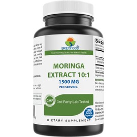 Brieofood Moringa Oleifera Extract 10:1 1500 mg - 180 Capsules - Non-GMO and Gluten Free Supplement - Moringa Leaf Green Superfood