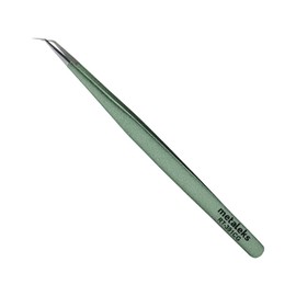 Tweezers for Eyelash Extension - Long 45° Angular Tip Tweezers - Hand Crafted Surgical Stainless Steel Precision Tweezers (Metallic light Green Powder Coated)