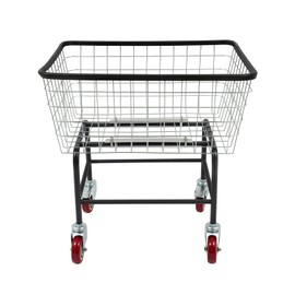 SNKOURIN Laundry Cart, Heavy Duty Steel Wire Laundry Cart with Wheels, Commercial Rolling Laundry Basket for Homes, Hotels, Bathrooms, 26.77 * 21.5 * 26in