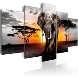 Canvas Elephant Pictures African Animals Wall Art Prints Black and White Paintings Contemporary Endless Plains Landscape Home Decor Ready to Hang