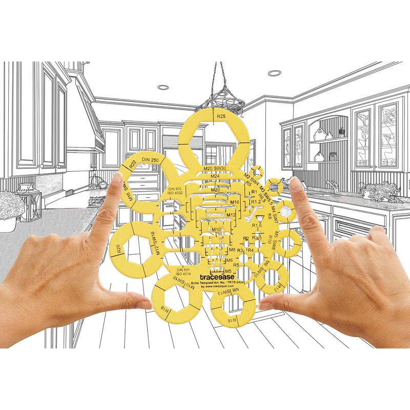 Traceease Electrical Drafting Bolts Template Drawing Stencil,Designing Template Measuring Ruler