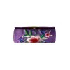 Satin Embroidery Lipstick Case Holder w/Mirror (Purple)