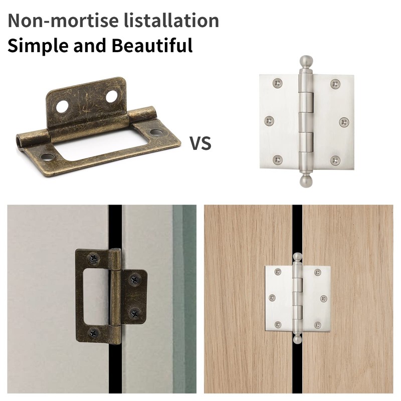 Litoexpe 6 Pcs Non-Mortise Door Hinges, 2 x 0.9 Inch