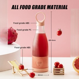 Mini Portable Blender, Cordless, Food Grade Material, 12fl oz, Magnetic Charging, Waterproof, Fresh & Light, Personal Blender for Shakes & Smoothies (Matte/Pink)