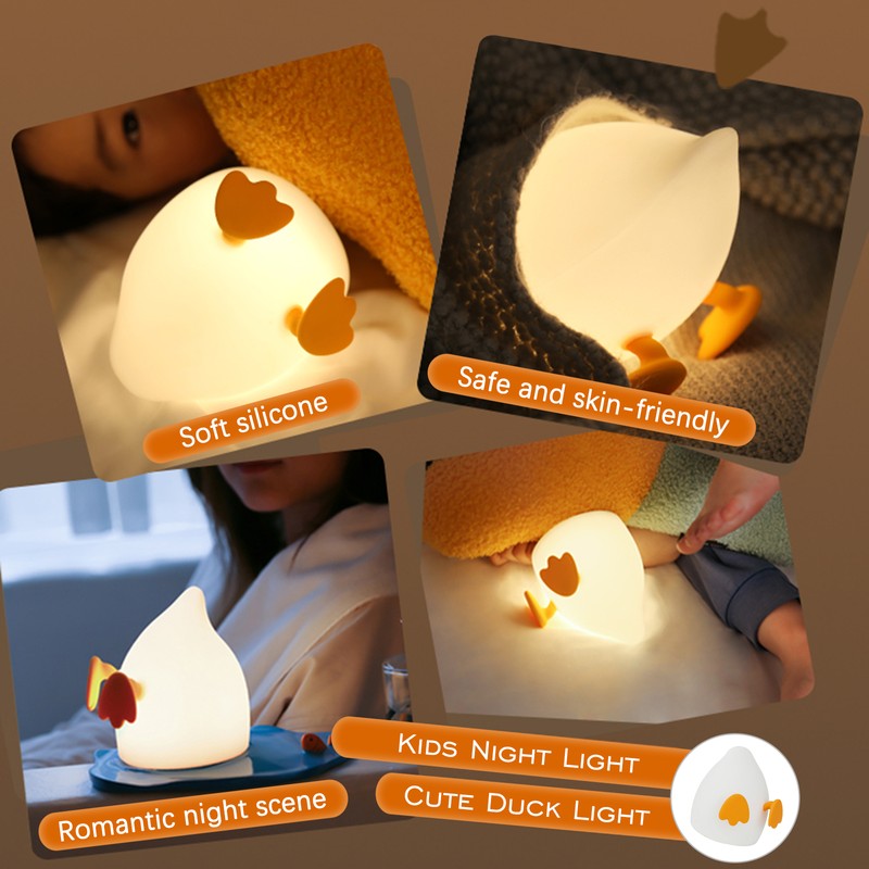 Cartoon Duck Night Light USB Rechargeable Silicone Pat Night Light
