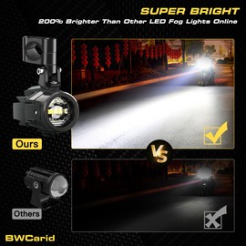 BWCarid D2 Motorcycle Auxiliary Lights Kit LED Spot Driving Fog Light Pods With Switch Wiring Harness Clamp Mount Brackets Kit for R1200GS F800GS ADV Adventure Touring Streetbike